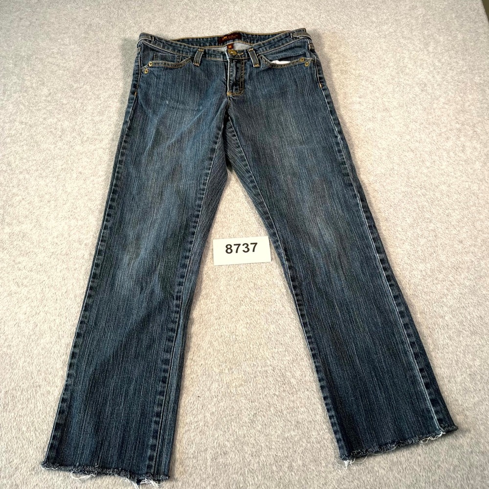Lee‎ Lower on the Waist Jeans Womens 8M Blue Denim Stretch Straight Leg Raw Hem